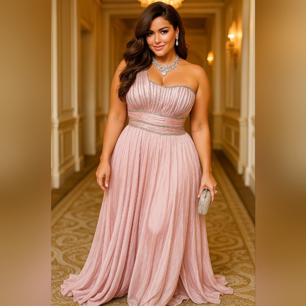 Source Unknown One-Shoulder Lavender Gown